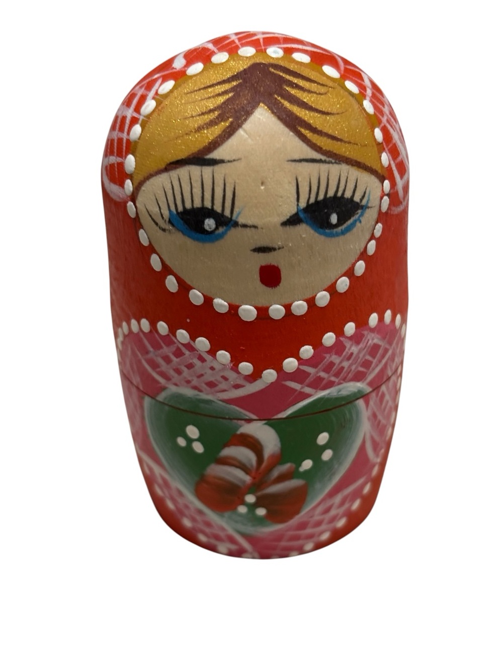 Joy Nest Russian Nesting 6 Dolls Hand Wood Carved Painted Heart Design Blonde - Picture 6 of 9